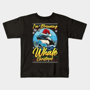 Funny Santa Whale Pun Mens Womens Ugly Christmas Orca Whale Kids T-Shirt